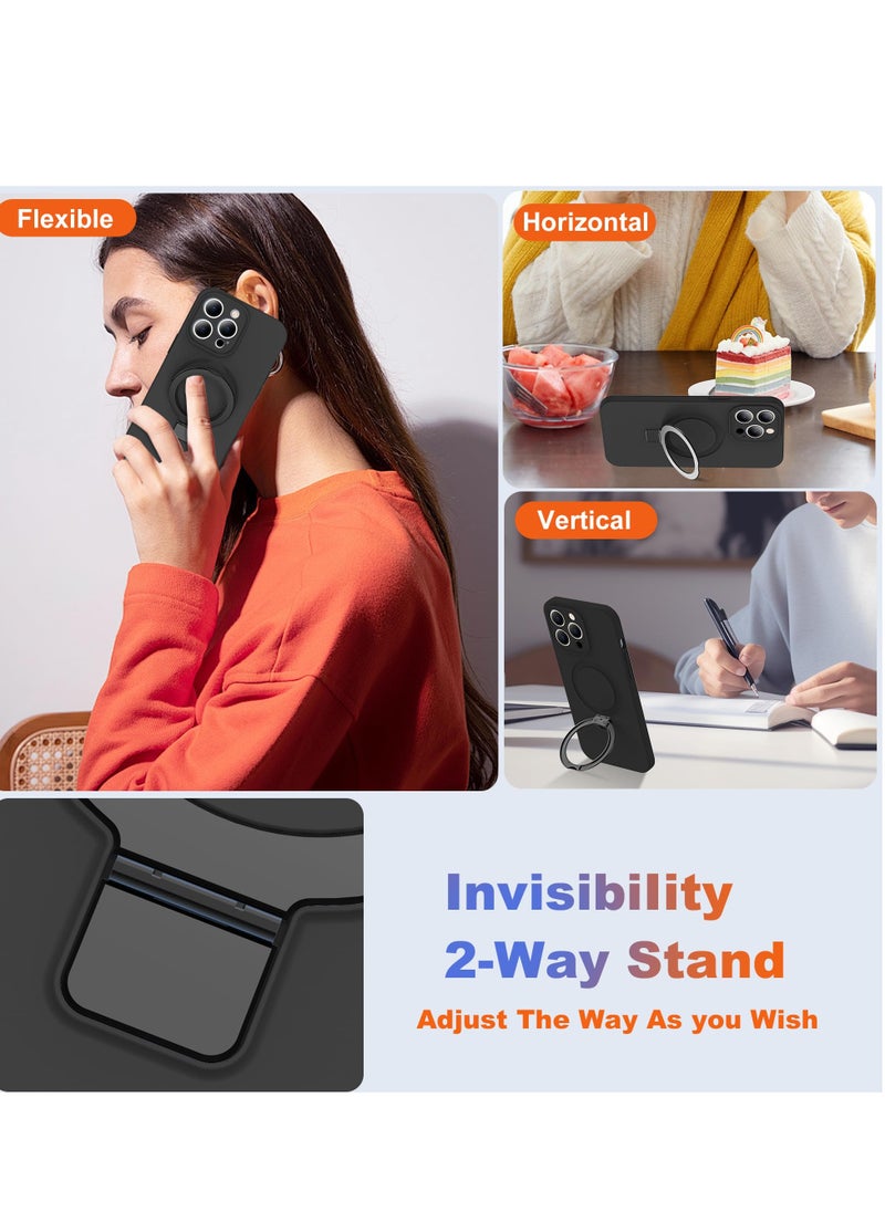 Eligo - iPhone 13 Pro MagSafe Case with Magnetic Invisible Stand,【Full Shockproof Protection】Soft Silicone Phone Cover with Kickstand for Apple 13 Pro (Black) - Image 1
