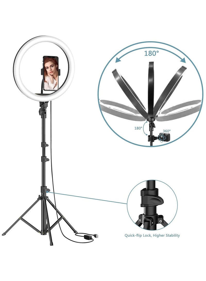 MAKS & CO. Ultimate 12-inch LED Ring Light Kit with Adjustable Floor Tripod and Desk Stand - Perfect for Selfies, Video Recording, and Zoom Meetings - Image 3