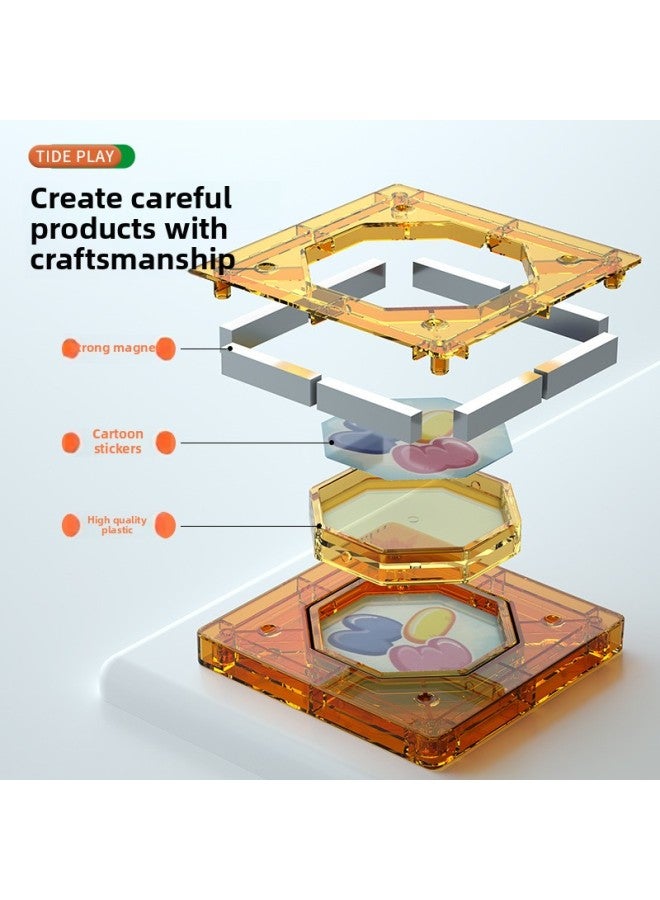 Colorful Window Changeable Magnetic Sheet Colorful Light Ferris Wheel Building Blocks Children's Educational 3D Transparent Diy Splicing Toys-Specifications:73 Storage Bucket Without Light Version  - Image 4