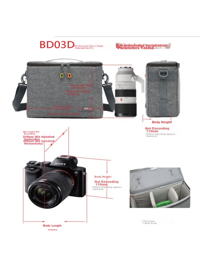 Saiteng Saiten Bd03d حقيبة كاميرا عالمية للكاميرات DSLR والكاميرات عديمة المرآة، مقاومة للماء، تتسع لكاميرا واحدة وعدستين - Image 3
