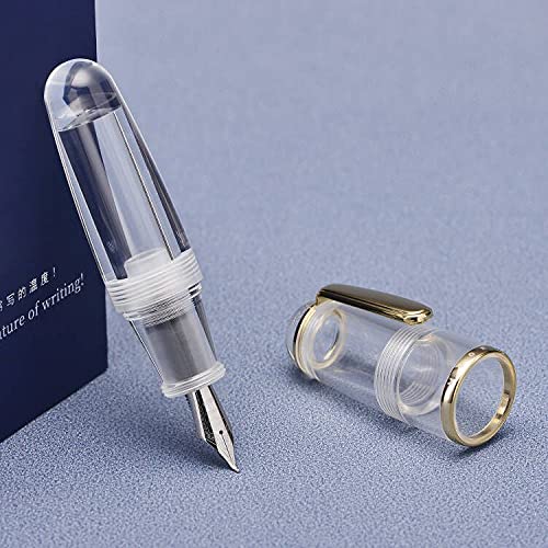 Lanxivi Majohn Q1 Fountain Pen Bent Nib Fude Pen, Little Fat Man Transparent Eyedropper Filling Pocket Pen Large Capacity - Image 3
