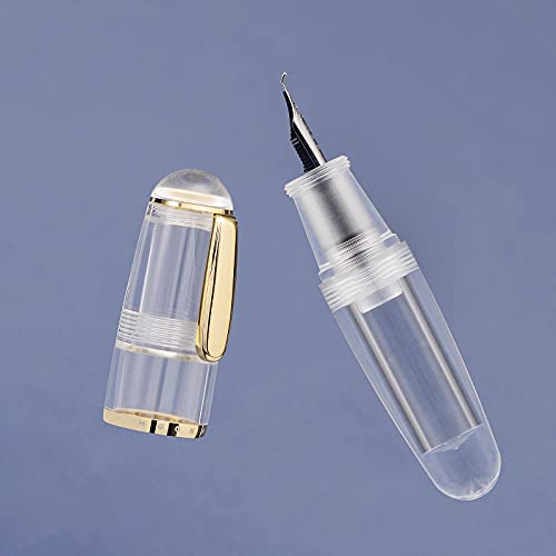 Lanxivi Majohn Q1 Fountain Pen Bent Nib Fude Pen, Little Fat Man Transparent Eyedropper Filling Pocket Pen Large Capacity - Image 2