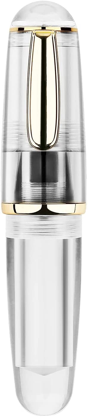 Lanxivi Majohn Q1 Fountain Pen Bent Nib Fude Pen, Little Fat Man Transparent Eyedropper Filling Pocket Pen Large Capacity - Image 1