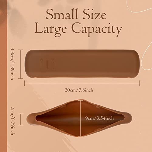 VIKIJO Makeup Brush Holder - Silicon Make Up Brush Small Case, Sleek Travel Foundation Brushes Container (Brushes NOT Included) (Peach) - Image 2
