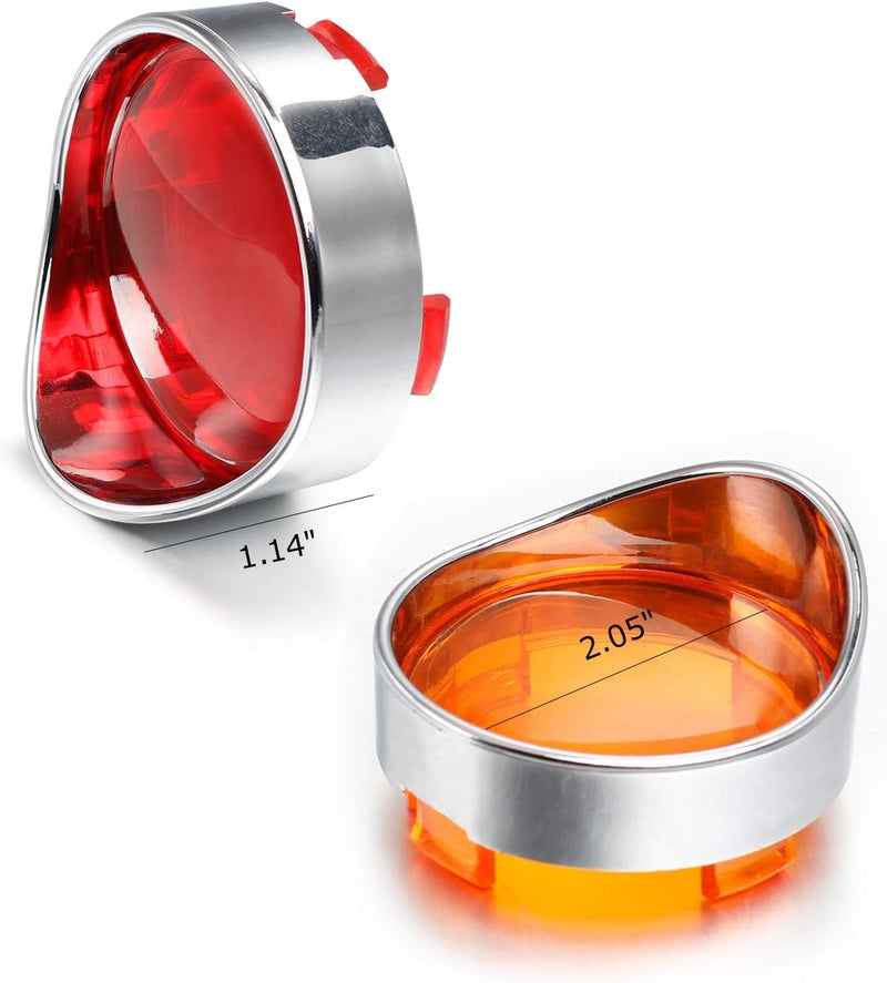 NTHREEAUTO Turn Signal Lens Cover with Chrome Visor Compatible with Harley Dyna Fatboy Softail Road Glide - Image 2