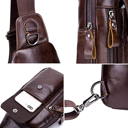 Hebetag Leather Sling Bag Hiking Daypack for Men Women Outdoor Travel Camping Fishing Crossbody Shoulder Chest Pack Backpack, Coffee - Image 5
