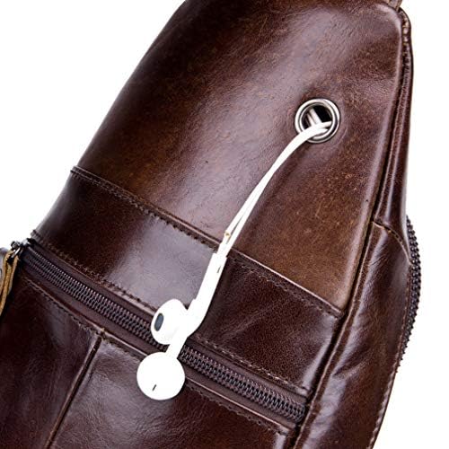 Hebetag Leather Sling Bag Hiking Daypack for Men Women Outdoor Travel Camping Fishing Crossbody Shoulder Chest Pack Backpack, Coffee - Image 4