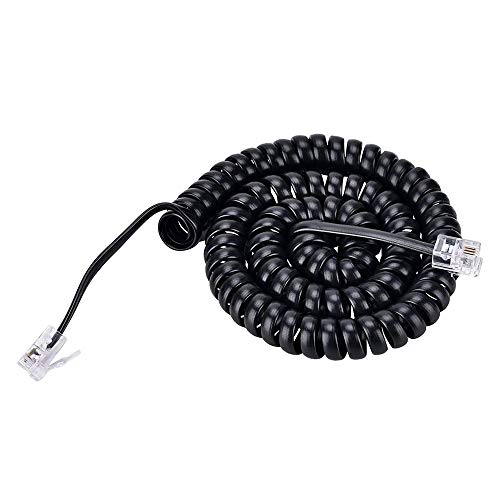 SAISN Telephone Handset Cord 6 Feet (Stretch Length) RJ9 4P4C Phone Cord for Landline Coiled Phone Cable Curly Telephone Wire, Coiled Length 0.68 to 6 Feet, Black - Image 1