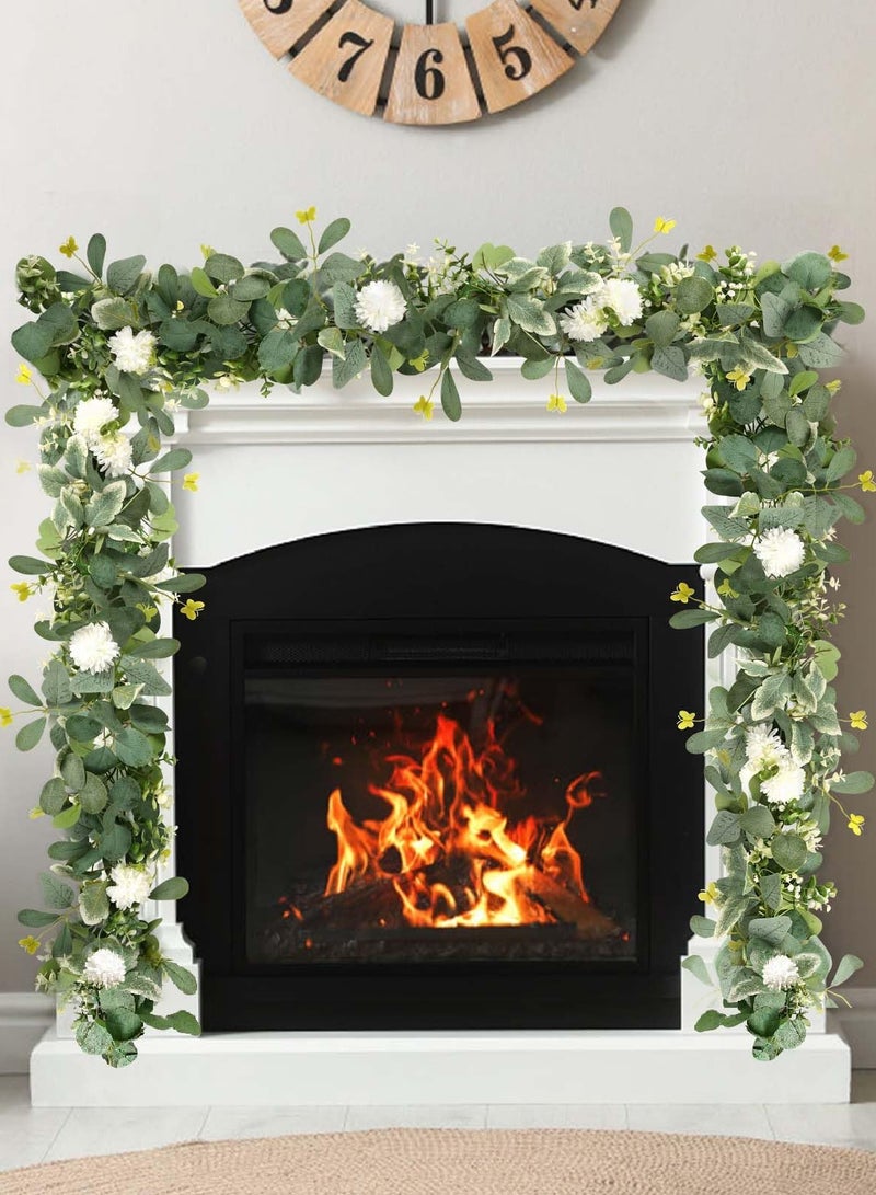 Mordely Artificial Flower Garland Fake Butterfly Leaves Silver Dollar Foliage Vines Faux White Silk Hydrangea Eucalyptus Garland Hanging Plants Ivy for Table Party Wedding - Image 2