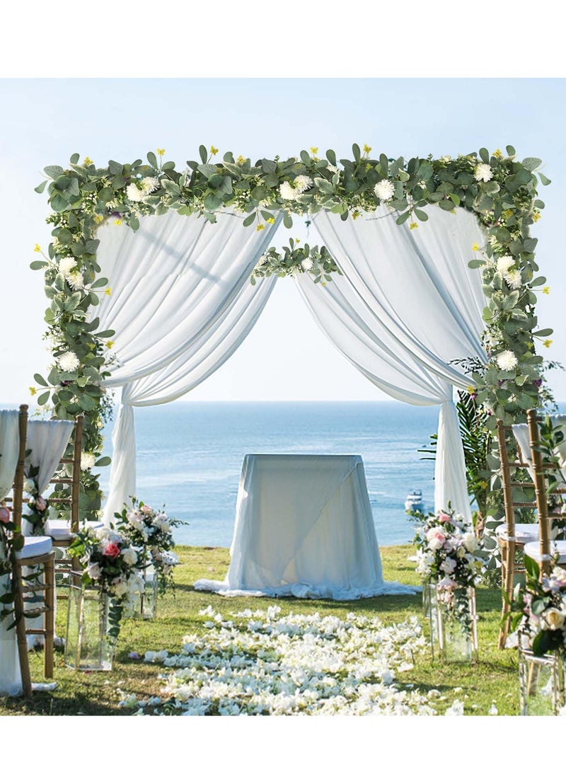 Mordely Artificial Flower Garland Fake Butterfly Leaves Silver Dollar Foliage Vines Faux White Silk Hydrangea Eucalyptus Garland Hanging Plants Ivy for Table Party Wedding - Image 4