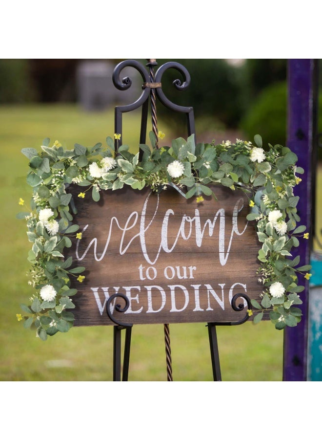 Mordely Artificial Flower Garland Fake Butterfly Leaves Silver Dollar Foliage Vines Faux White Silk Hydrangea Eucalyptus Garland Hanging Plants Ivy for Table Party Wedding - Image 3
