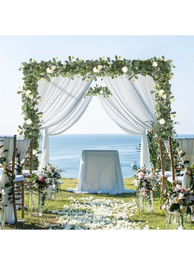 Mordely Artificial Flower Garland Fake Butterfly Leaves Silver Dollar Foliage Vines Faux White Silk Hydrangea Eucalyptus Garland Hanging Plants Ivy for Table Party Wedding - Image 4