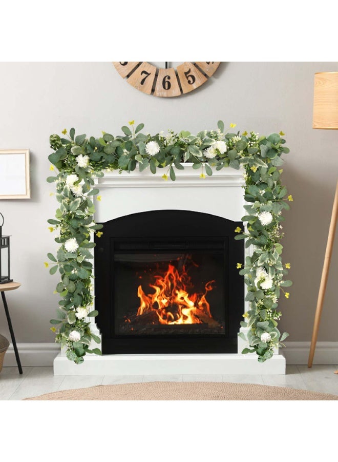 Mordely Artificial Flower Garland Fake Butterfly Leaves Silver Dollar Foliage Vines Faux White Silk Hydrangea Eucalyptus Garland Hanging Plants Ivy for Table Party Wedding - Image 2