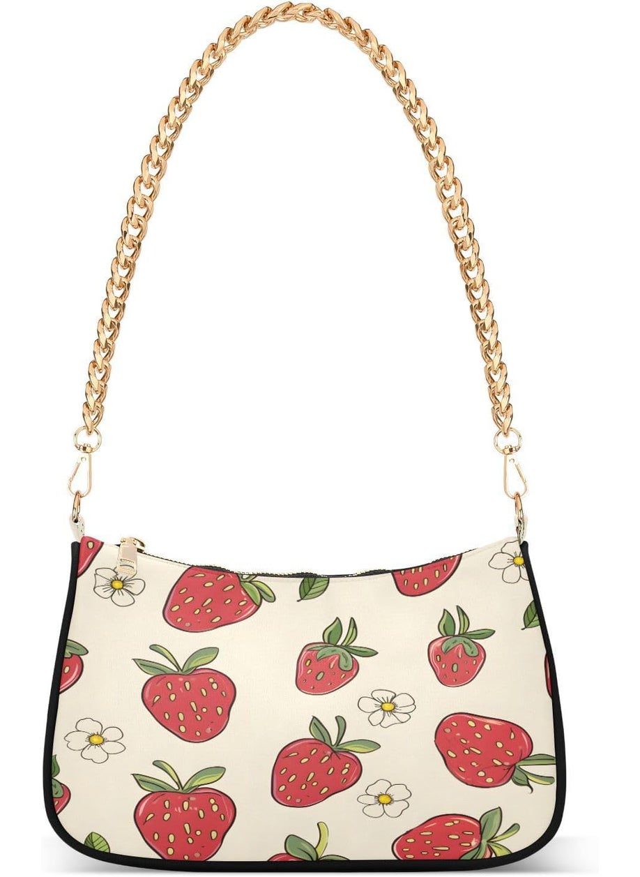 ALAZA Shoulder Bags for Women Strawberry Hobo Tote Handbag Small Clutch Purse with Zipper Closure  - Image 1
