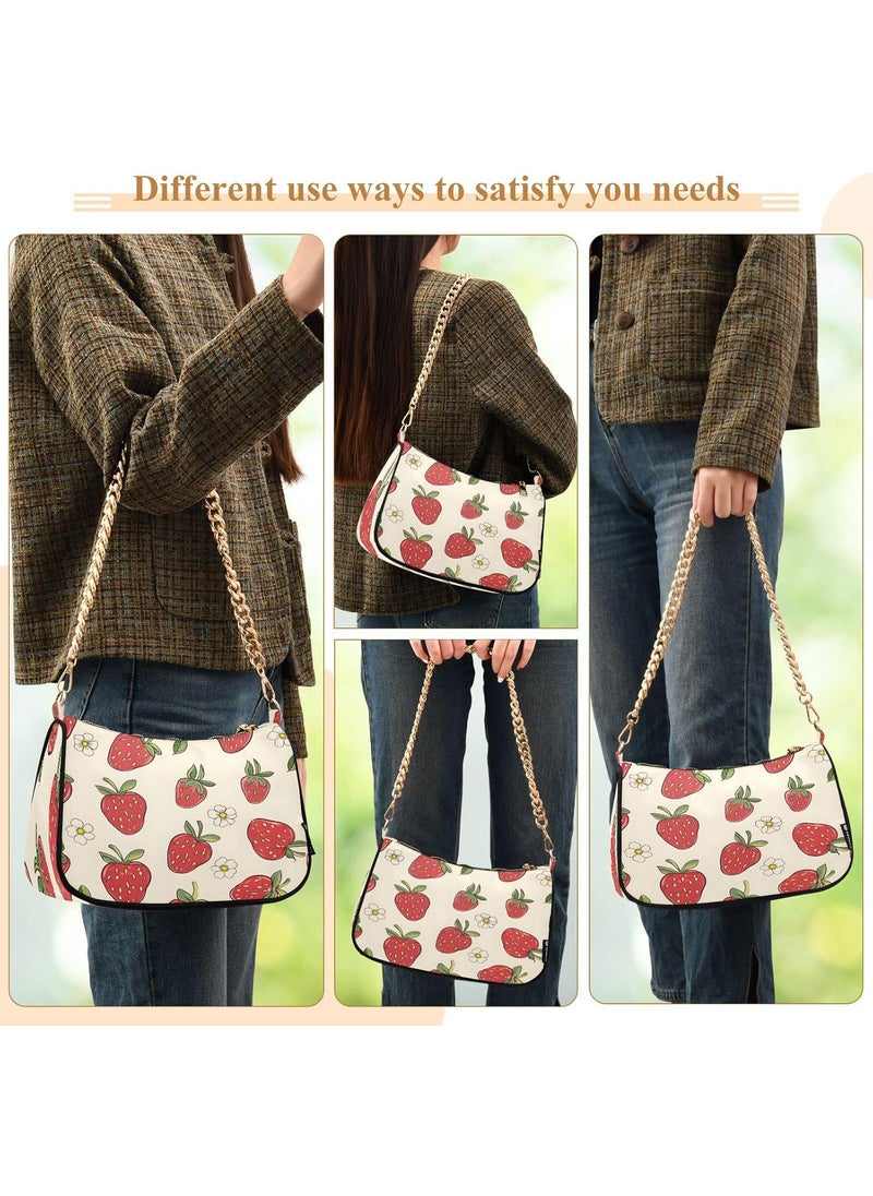 ALAZA Shoulder Bags for Women Strawberry Hobo Tote Handbag Small Clutch Purse with Zipper Closure  - Image 5