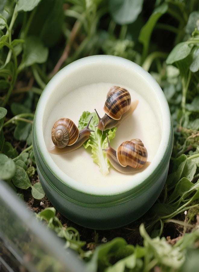 2 Set Snail Feeding Dish Set for Land Snails, Snail Feeder and Water Dish Kit-Calcium Food Bowl & Water Tray, Land Snail Tiny Pet Dishes Mini Pet Snail Supplies Accessories (Bamboo Green) - Image 5