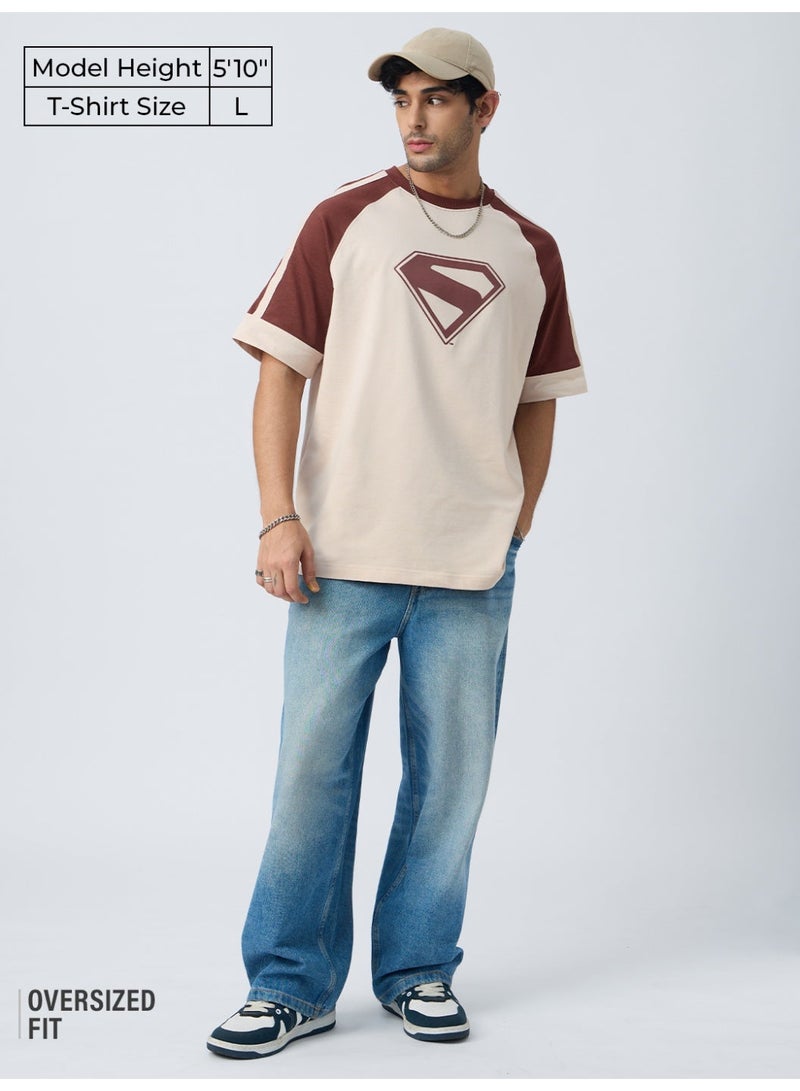 The Souled Store Superman: Look Up Men and Boys Half Sleeves Round Neck Graphic Printed Cotton Oversized Relaxed Fit Breathable Comfortable Casual Streetwear T-Shirt - Image 2