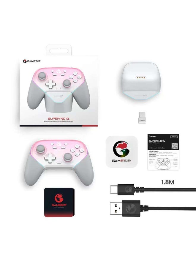 general Professional Gamepad Gamesir Super Nova Wireless Multiplatform Game Controller with Charging Dock compatible with PC, Steam, Switch, iOS, Android / Hall Stick / Hall Effect Triggers / RGB Lighting / Vibertion / Programmable / 1000Hz Polling Rate / 6 Axis Gyro / One-Press Wake Up / Cushioned Membrane ABXY Buttons / Rubberized Laser-Engraved Textured Grips / 1000mAh Battery - Image 5
