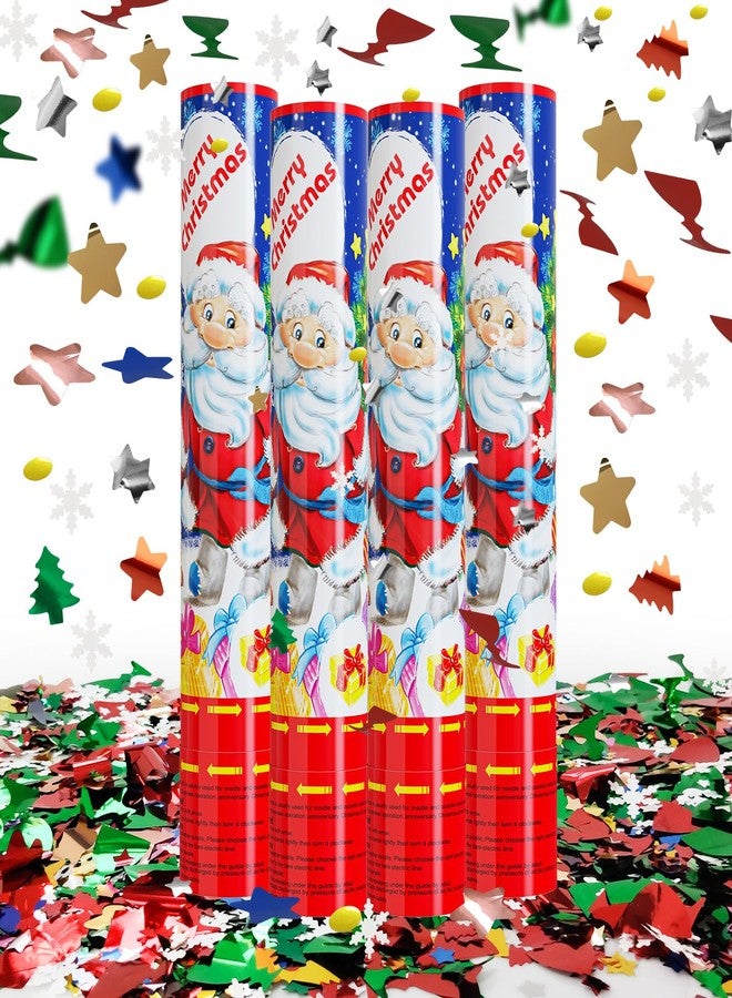SRG Christmas Confetti Cannon Party Poppers Shooters 4 Pack Xmas Confetti Poppers Christmas Decorations Multicolor Confetti Blaster for Christmas Eve New Year’s - Image 1