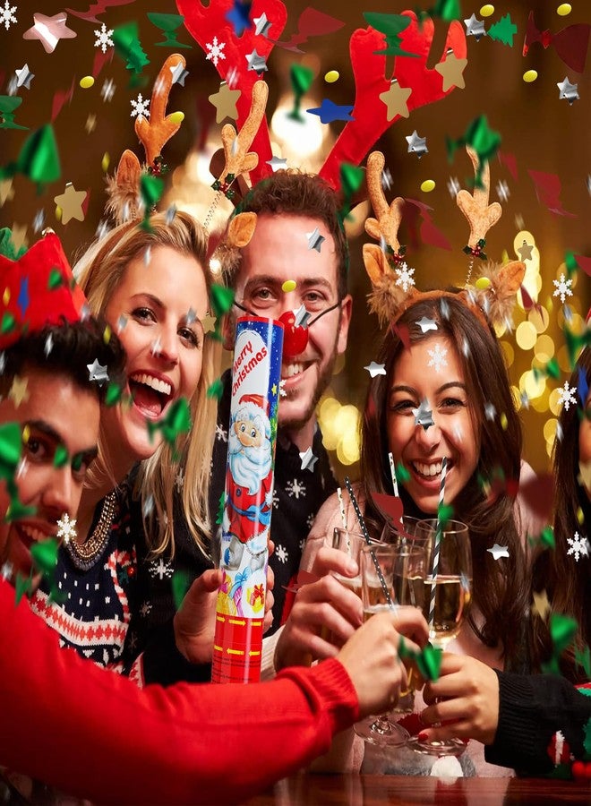 SRG Christmas Confetti Cannon Party Poppers Shooters 4 Pack Xmas Confetti Poppers Christmas Decorations Multicolor Confetti Blaster for Christmas Eve New Year’s - Image 4