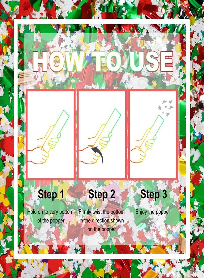 SRG Christmas Confetti Cannon Party Poppers Shooters 4 Pack Xmas Confetti Poppers Christmas Decorations Multicolor Confetti Blaster for Christmas Eve New Year’s - Image 5