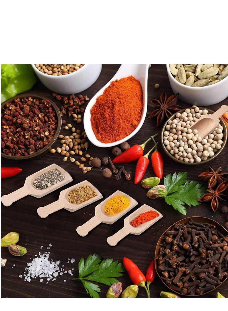 Wooden Scoops for Canisters, Small Bath Salt Mini Wood Coffee Spoon Washing Spices Tea Beans Sugar Scrubs Salts Cooking 1.2 x 3.2 Inches 12 Pieces