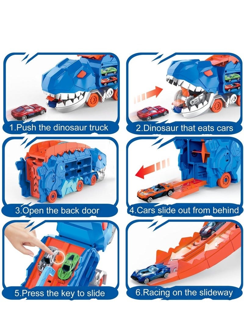 Dinosaur Truck Toys , T-Rex Dinosaur Transporter Car Carrier with Foldable Sliding, City Dinosaur Ultimate Hauler Track Toy Transforms into Dino, Toys Gifts for Age 3 4 5 6 7 Year  Up Boy Girls Best - Image 2