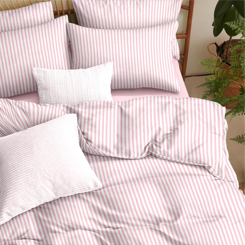 Nayoroom Pink Striped Duvet Cover Queen Size White Stripe Duvet Cover Dorm Bedding Set 3 Pieces Soft Lightweight Washed Microfiber Farmhouse Bedding Set Gifts for Women Men - Image 3