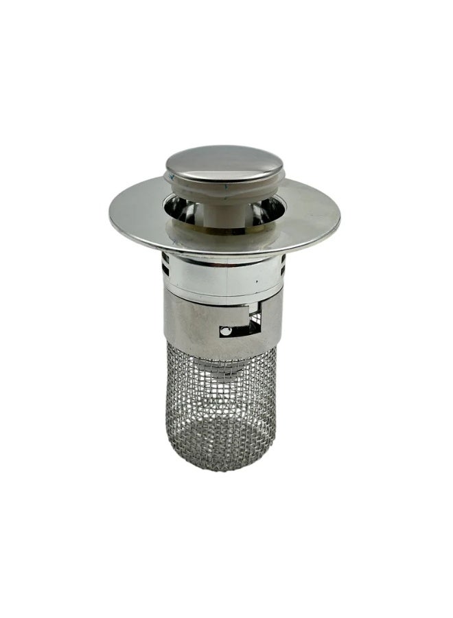 سدادة حوض 2 في 1 مع فلتر شبكي مضاد للانسداد - سلة تصريف متينة من الفولاذ المقاوم للصدأ والبلاستيك للمطبخ والحمام - تمنع انسداد الشعر والطعام، سهلة التنظيف، تصميم مقاوم للصدأ - Image 1