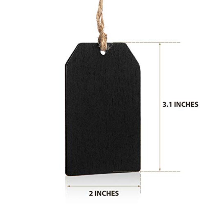Pieces Mini Chalkboard Tags Bulk 2"x3.1" Wood Chalkboard Signs Wooden Hanging Labels with String Price Message Tags for Holiday Christmas Weddings Gift, Black - Image 3