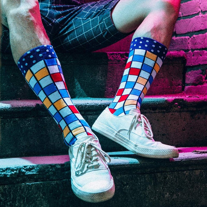 BISOUSOX Mens Dress Socks Funny Fun Colorful Crazy Funky Crew Socks for Men Novelty Happy Cotton Size 9-12 - Image 5