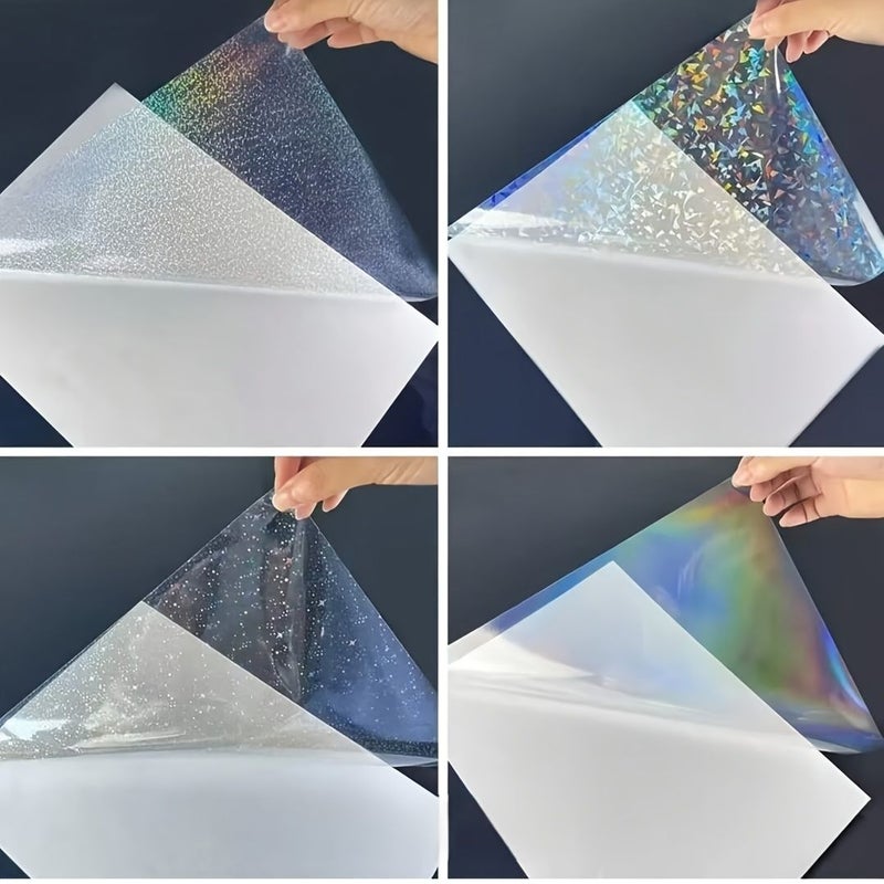 20 Sheets A4 Size Dots Pattern Holographic Laminating Film Self Adhesive Clear Vinyl Sticker Paper Compatible with Laminator for Crafts Books Posters Certificates Bulk Pack - Image 3