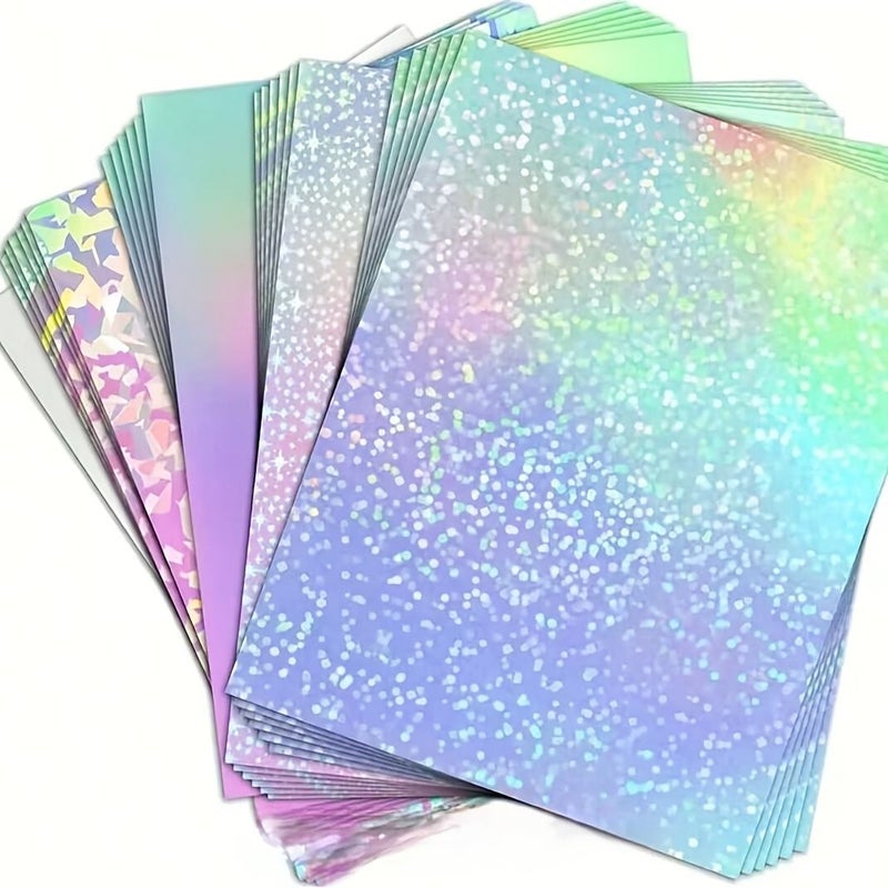 20 Sheets A4 Size Dots Pattern Holographic Laminating Film Self Adhesive Clear Vinyl Sticker Paper Compatible with Laminator for Crafts Books Posters Certificates Bulk Pack - Image 1