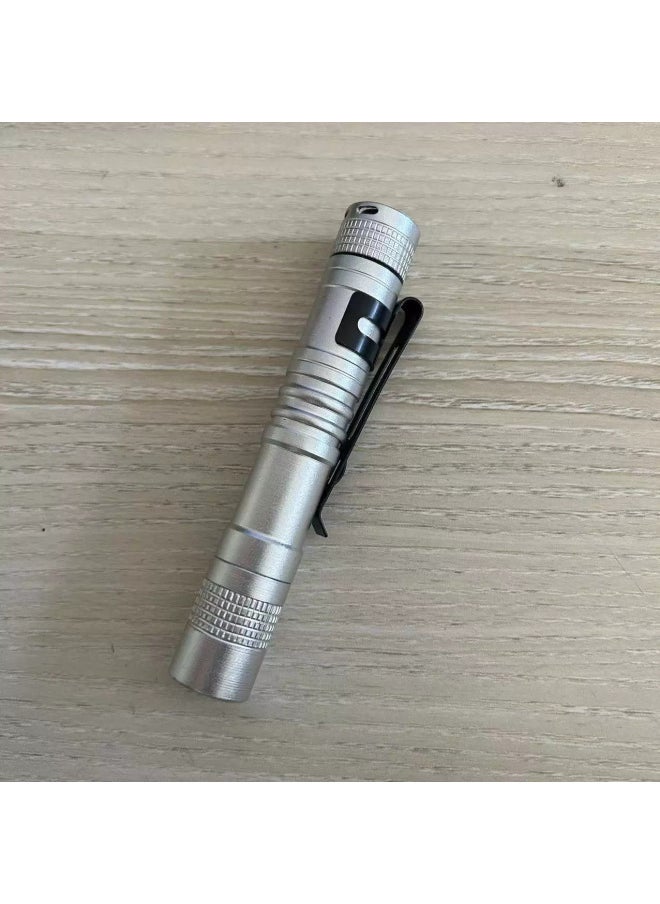 Generic Hot Light Pen-shaped Flashlight Aluminum Alloy Waterproof AAA Flashlight With Pen Holder Small Gift Multi-purpose Lamp-Color:No. 7 Section Silver White Light Flashlight  - Image 1