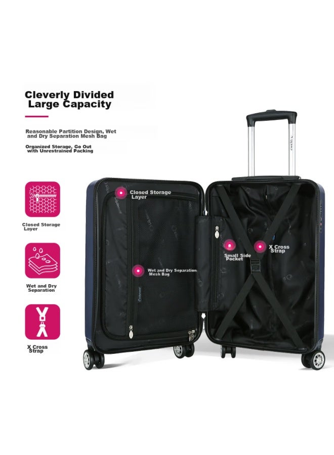 الدبلوماسي Diplomat Foreign Official Business حقيبة سفر دوارة، أمتعة سفر، حقيبة بقفل توافقية TSA، TC-6902، أزرق، 20 بوصة - Image 1