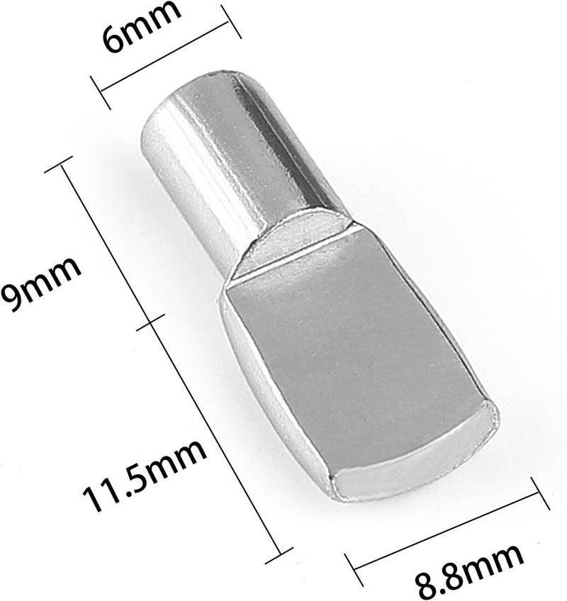 Delatanus 6mm Shelf Pegs,Fit 6mm Diameter Hole Cabinet Furniture Spoon Shape Support Pins for Shelves Nickel Plated(40 Pieces) - Image 2