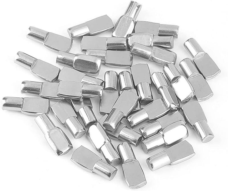 Delatanus 6mm Shelf Pegs,Fit 6mm Diameter Hole Cabinet Furniture Spoon Shape Support Pins for Shelves Nickel Plated(40 Pieces) - Image 1