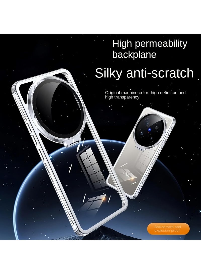 general Case Compatible VIVO X200 Pro, Slim Transparent Hard Back Phone Case with Glass Camera Lens Holder Cover with Cooling Frame - Image 4