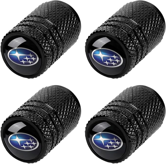 BFIVEANTE Tire Valve Stem Caps for Subaru - 4 Pcs Black Metal Car Wheel Air Caps - Image 1