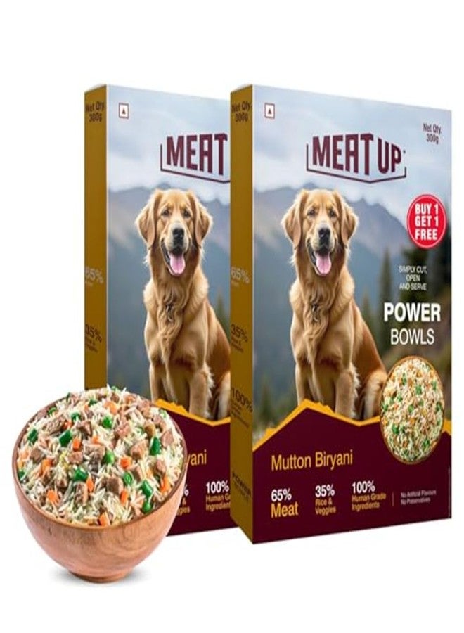 Meat Up Fresh Dog Food Mutton Biryani, for Adult & Puppy, 300gm | Buy 1 Get 1 | High Protein, 65% Real Meat, 35% Rice & Veggies | No Preservatives | Ready to Serve | All Breeds | One Pack One Meal - Image 1