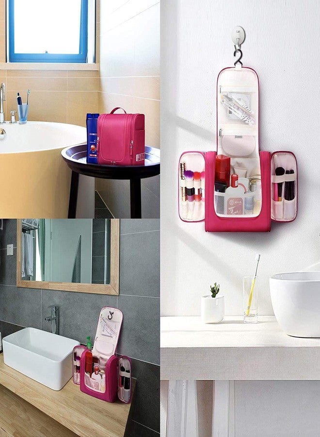 TEKCOOL حقيبة أدوات تجميل من النايلون من TEKCOOL للنساء، حقيبة تنظيم مكياج للسفر، حقيبة مستحضرات تجميل، حقائب صغيرة، حقيبة أدوات تجميل، حقيبة مكياج، طقم سفر، حقيبة مكياج (وردي) - Image 3