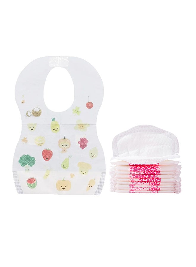 STAR BABiES مجموعة ستار بيبيز للاستخدام مرة واحدة - مريلة للاستخدام مرة واحدة (10 قطع) مع وسادة صدر (10 قطع) - طباعة فواكه - Image 1