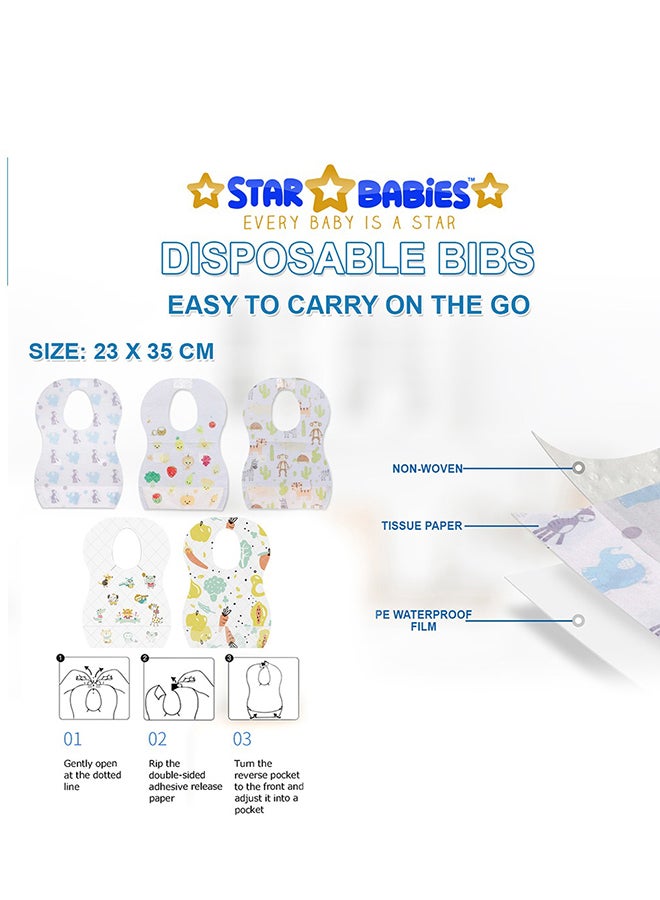 STAR BABiES مجموعة ستار بيبيز للاستخدام مرة واحدة - مريلة للاستخدام مرة واحدة (10 قطع) مع وسادة صدر (10 قطع) - طباعة فواكه - Image 2