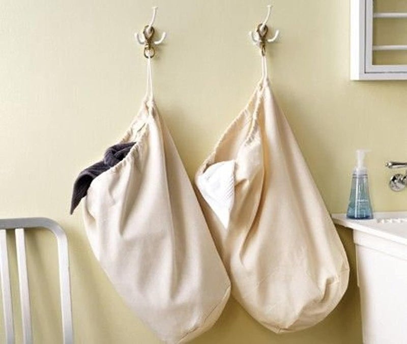 INDIAN DECOR INDIAN DECOR 91335 Laundry Bags Fabric Washing clothes bag Reusable washable foldable and Chemical Free White  - Image 2