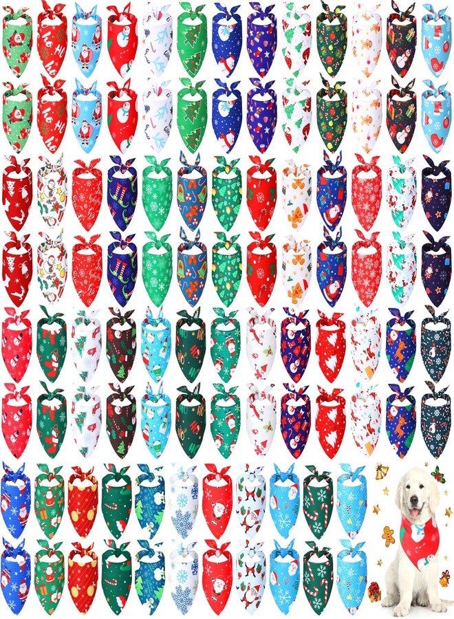 Kigeli 100 Pcs Christmas Dog Bandanas Bulk Summer Xmas Bandanas for Snowman Santa Bandana Dog Kerchief Accessories for Christmas Pet Costume Accessories (31.5 x 21.7 x 21.7 Inches) - Image 1