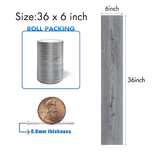 Lareko 18 SqFtWood Peel and Stick Floor Tiles12 Pack Grey Vinyl Flooring No Adhesive Residue 366 Waterproof and NonSlip Laminate Flooring for Renters Bathroom Living RoomNature Grey - Image 3