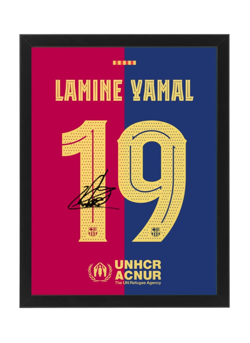 Boomah Accessories Lamine Yamal Barcelona Autographed Jersey - Framed Poster 30x40cm - Football Memorabilia, Soccer Collectible, Gift for Fans 