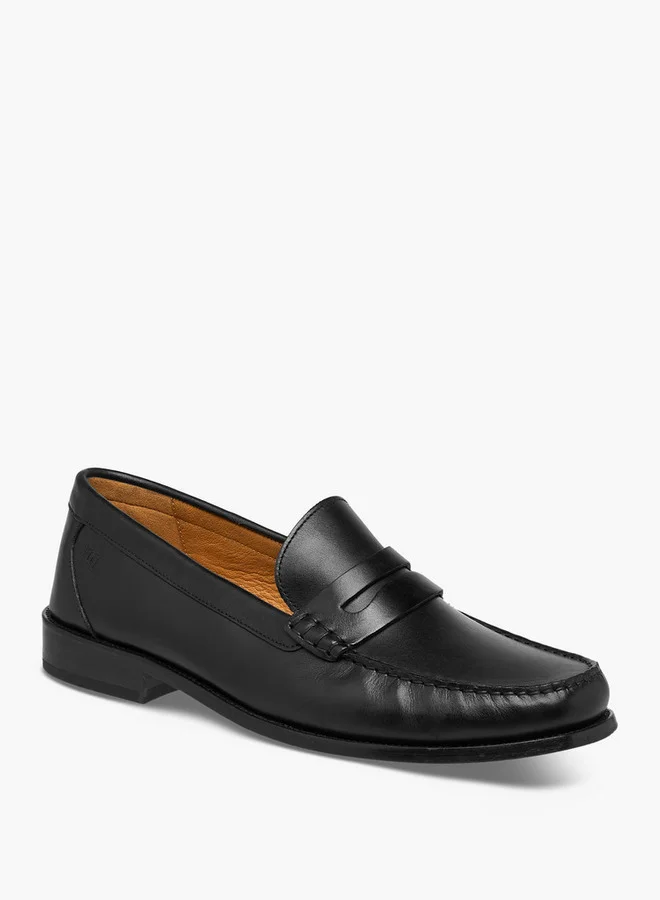 دوتشيني Men's Leather Solid Slip-On Loafers