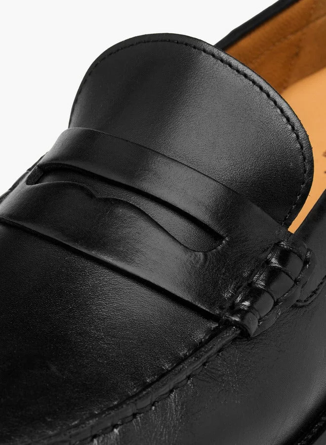 DUCHINI Men's Leather Solid Slip-On Loafers