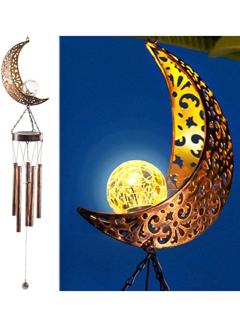 ARNOTEC Ramadan Half Moon Solar Wind Chime with LED Light – Waterproof Hanging Outdoor Decor, Warm White Solar Lantern with Musical Aluminum Tubes for Garden, Patio & Lawn - Image 2